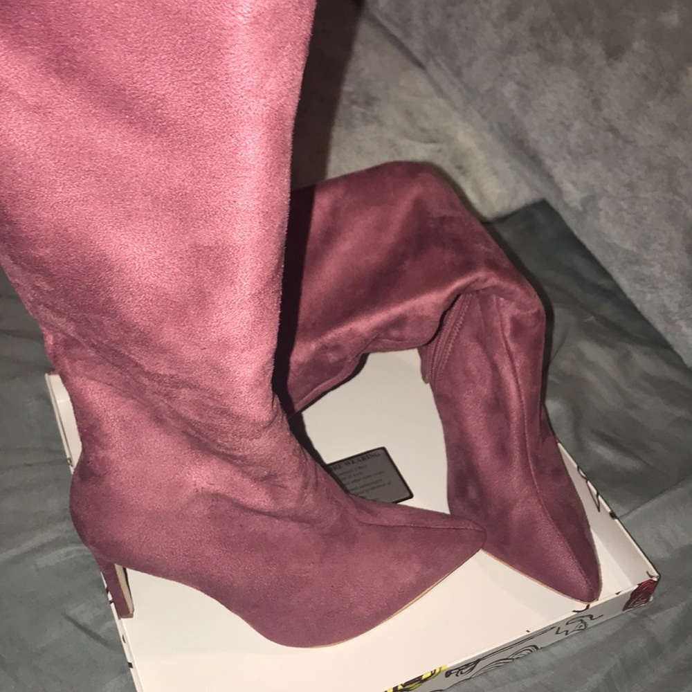 Suede knee high boots